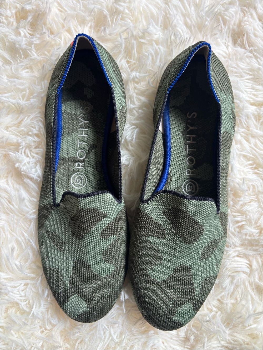 Rothy’s The Loafer Olive Camo Knit Slip On Flats Women’s Size 7